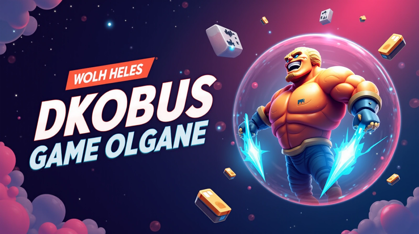Bannière dynamique de jeux vidéo avec des formes abstraites et des couleurs vives