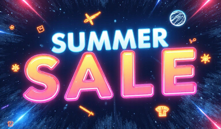 Image abstraite de soldes Steam avec des symboles de jeu