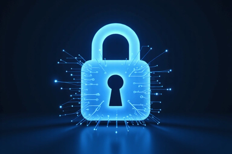 Icône de cadenas numérique avec des couches de protection représentant la sécurité des données